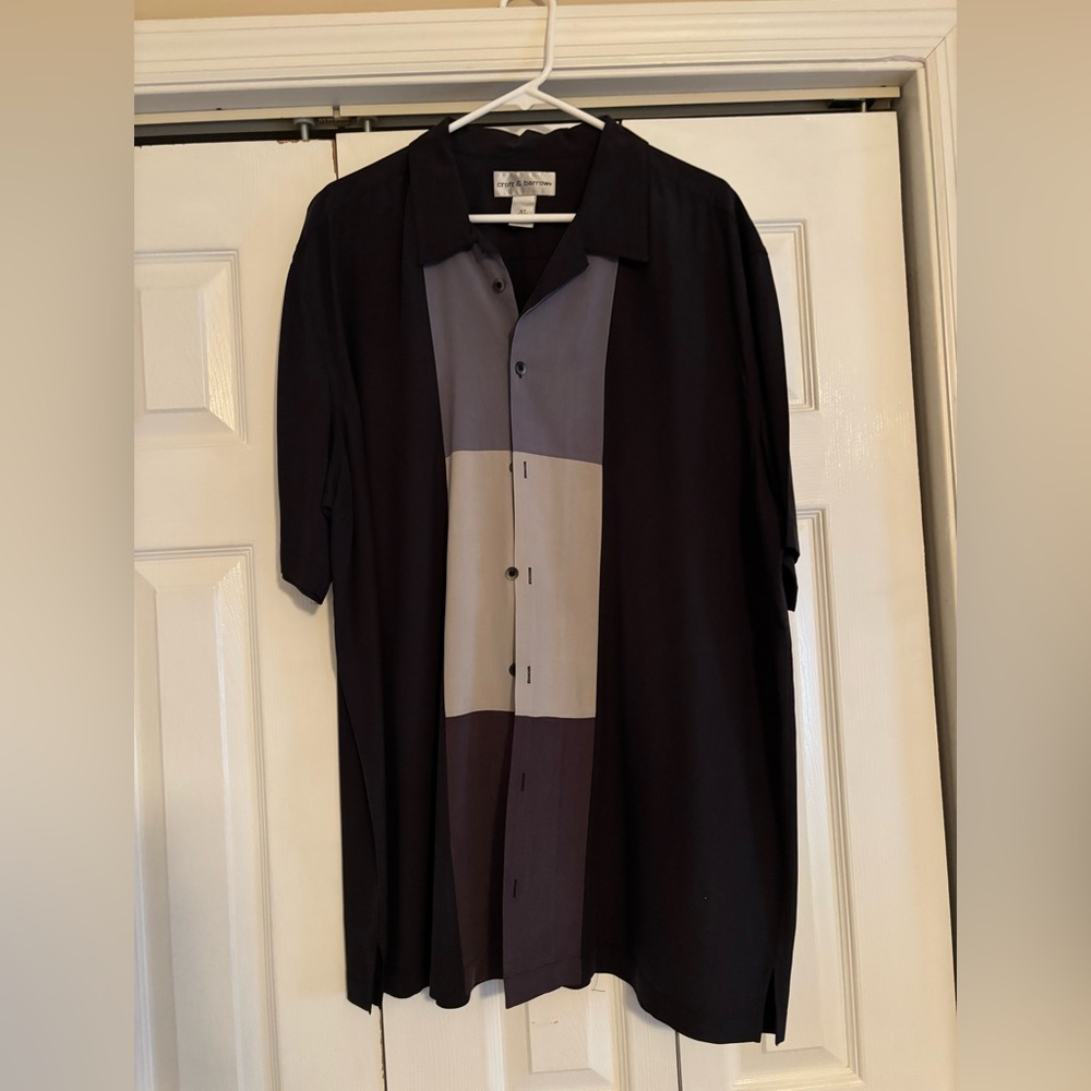 Croft & Barrow Silk Button Down Short Sleeve Shirt Mens Size XLT